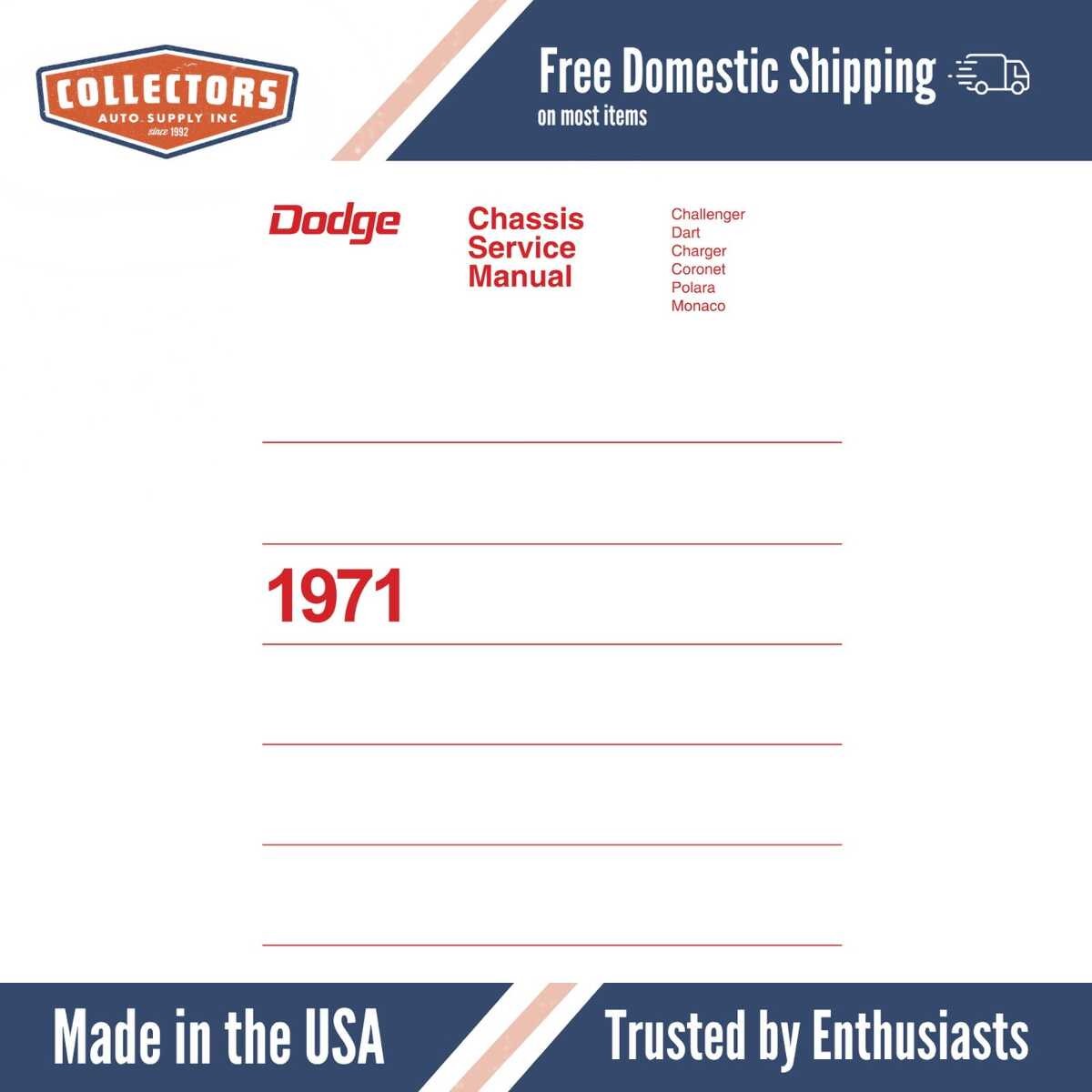 Service Manual for 1971 Dodge