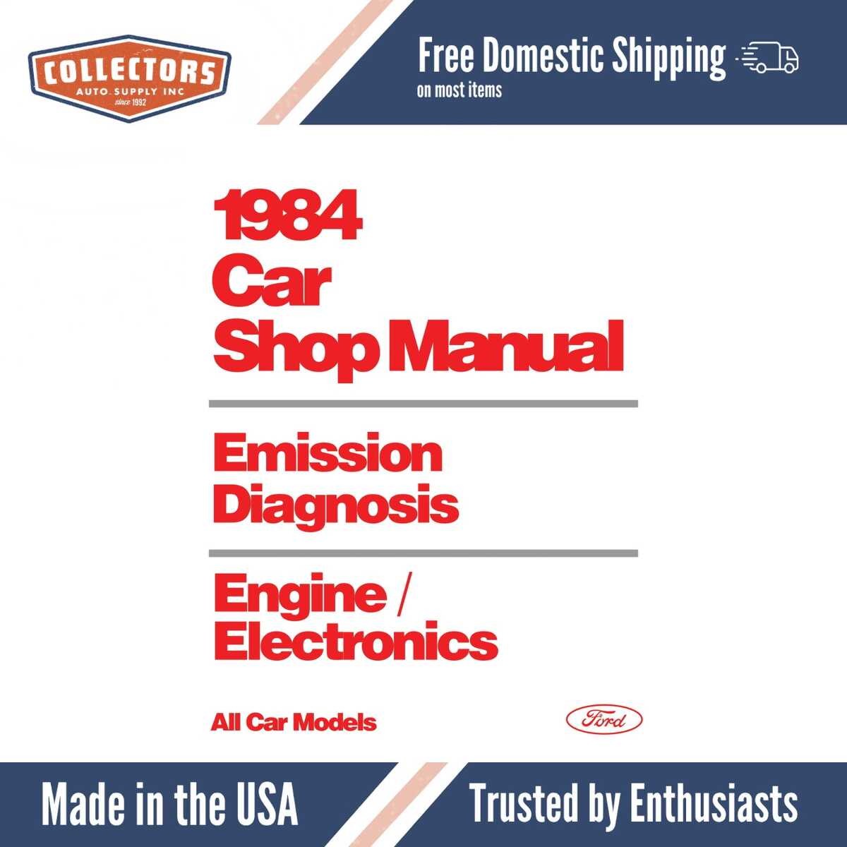1984 Ford Lincoln Mercury Car Engine Electronics Emissions Diagnosis Shop Manual