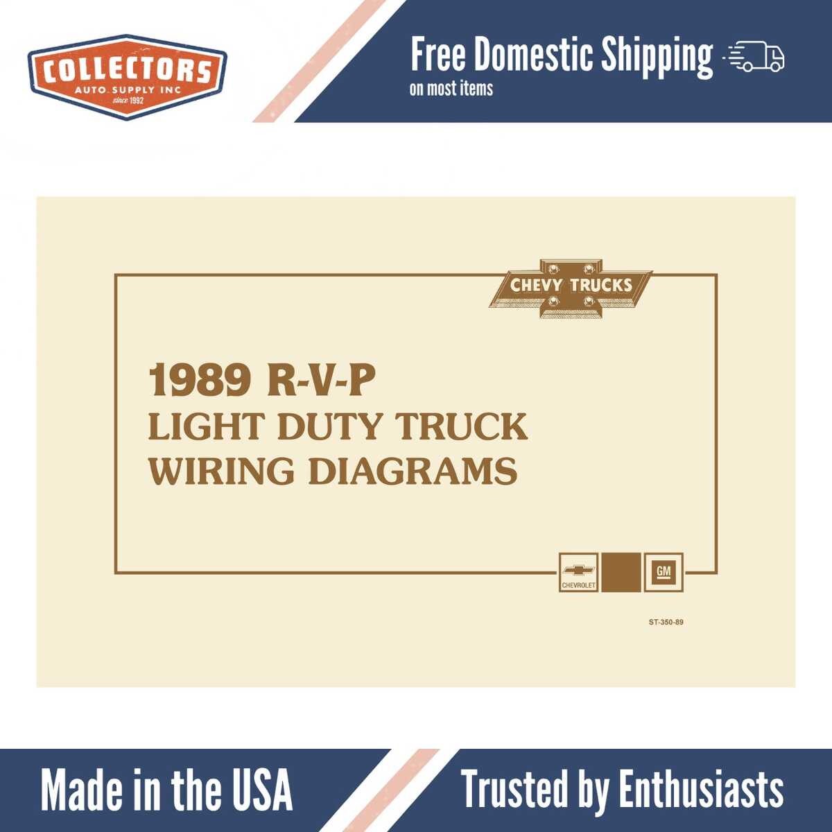 1989 Chevrolet GMC RV P Truck Wiring Diagrams Manual - 11x17 inch COMB Bound