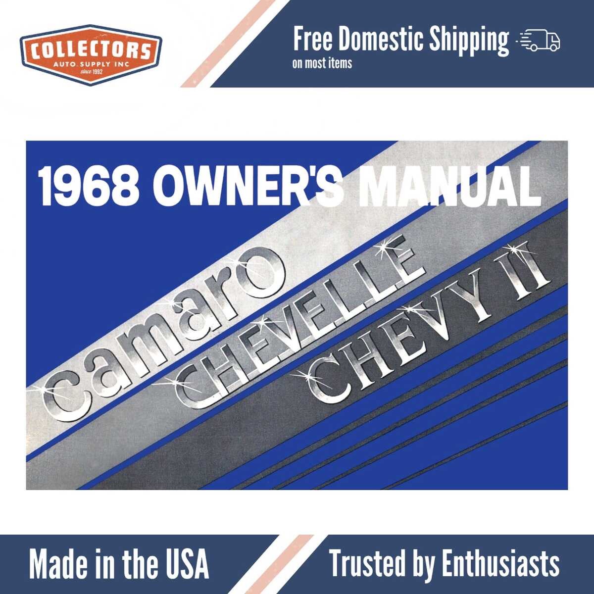 1968 Chevrolet Camaro Chevelle Chevy II Owners Manual