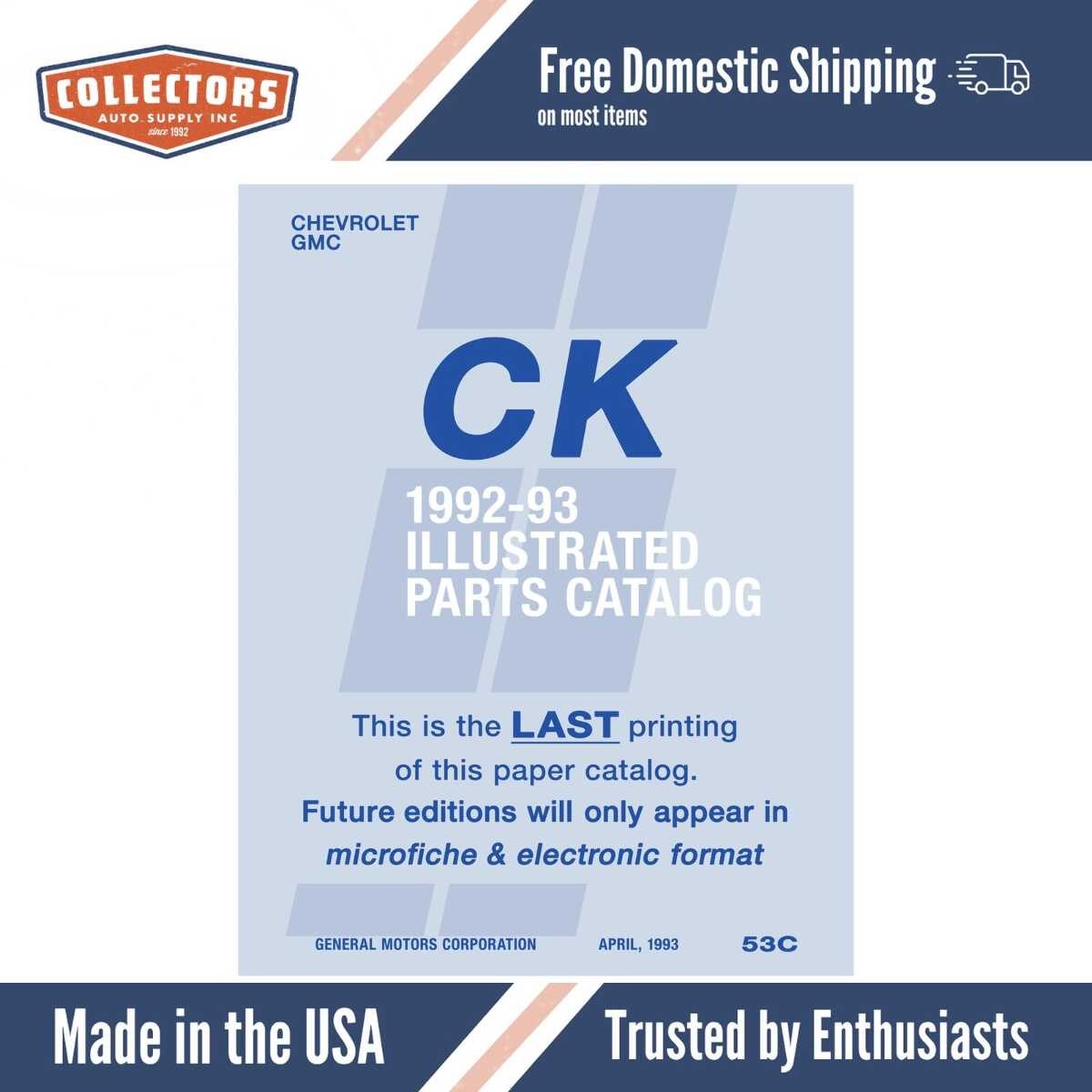 1992 - 1993 Chevrolet GMC CK Truck Parts Catalog