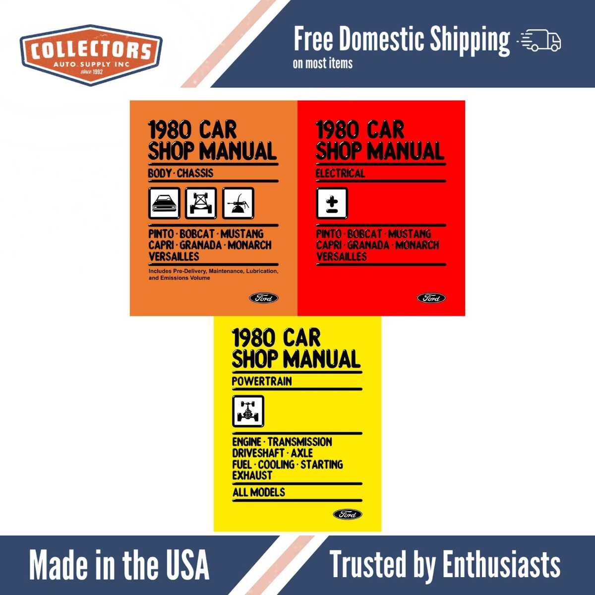 1980 Ford Mustang Mercury Lincoln Chassis Body Electrical Shop Manual