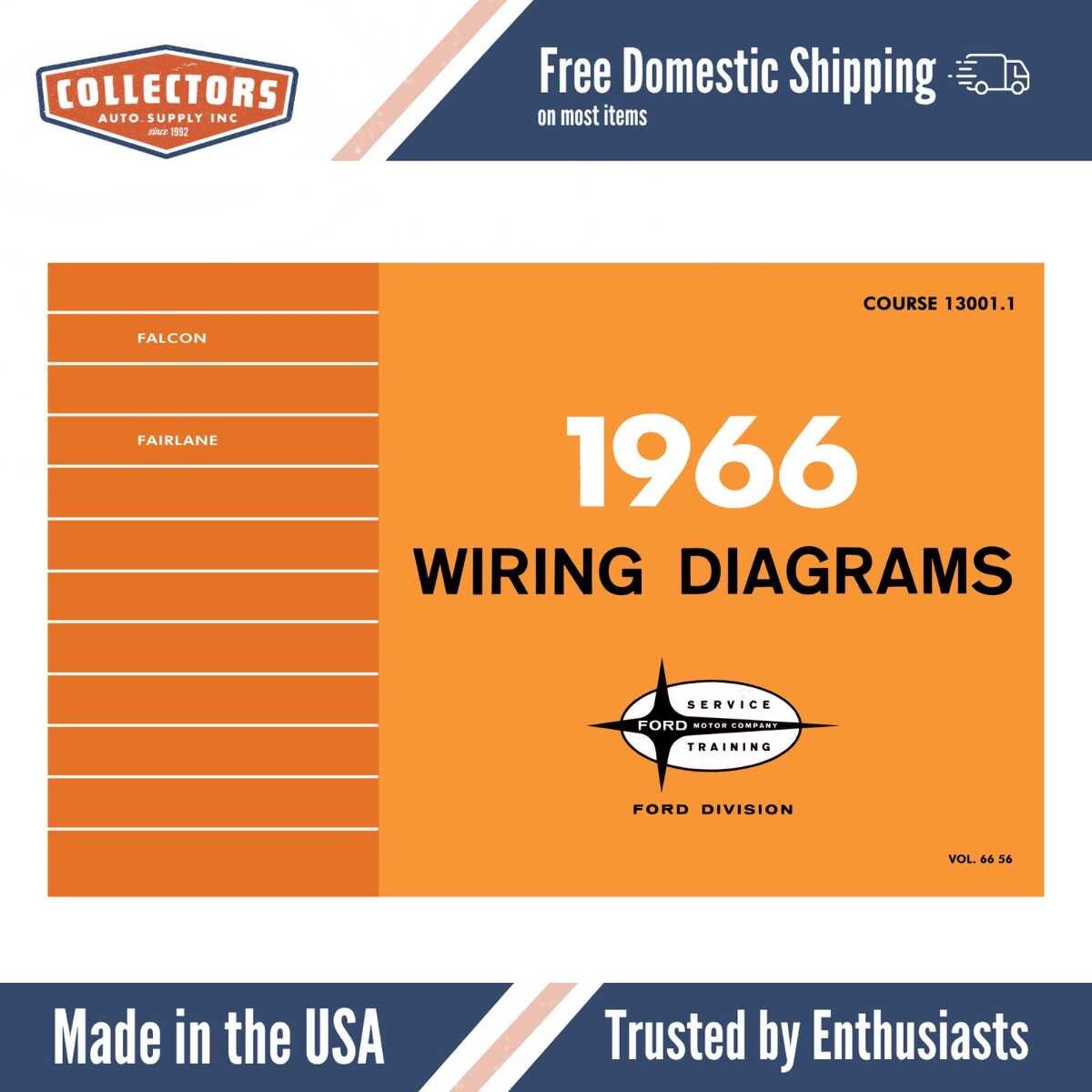 1966 Ford Falcon Fairlane Wiring Diagrams Manual - 11x17 inch COMB Bound