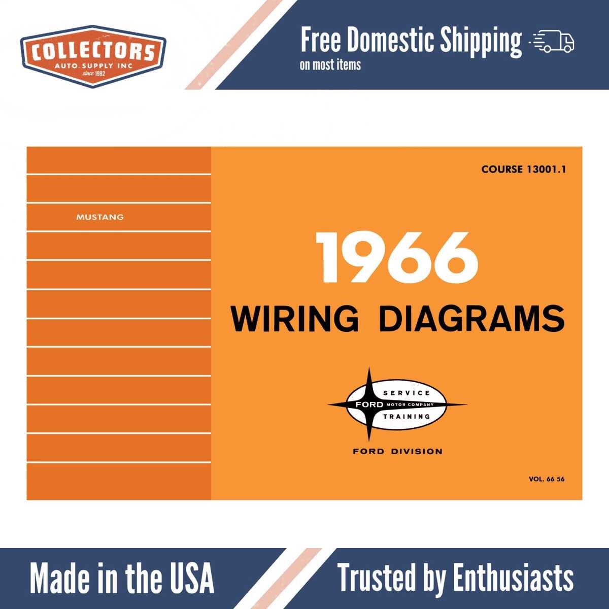 1966 Ford Mustang Wiring Diagrams Manual - 11x17 inch COMB Bound