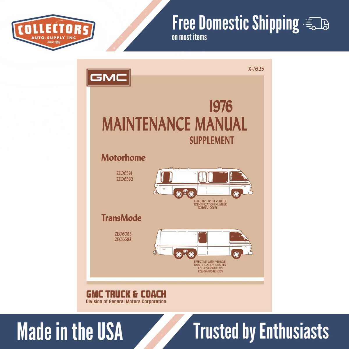 1976 GMC Motorhome Maintenance Manual Supplement to 1975-1976 GMC Motorhome Shop Manual