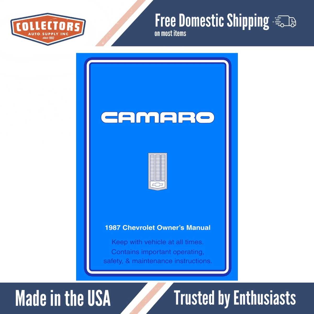 1987 Chevrolet Camaro Owners Manual
