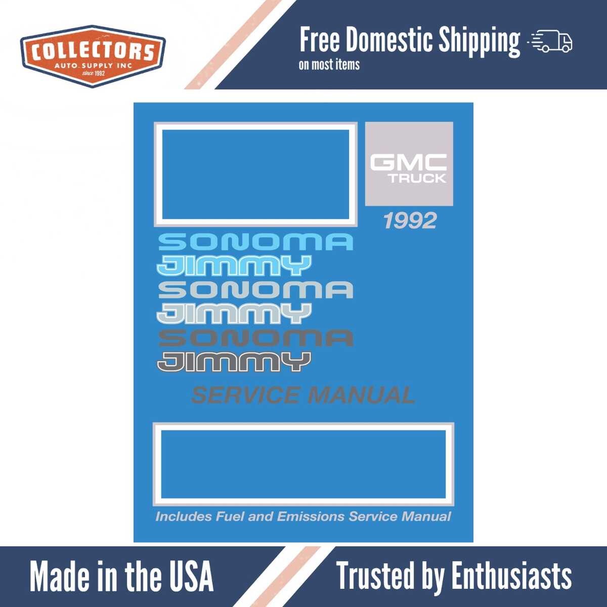 1992 GMC Sonoma Truck Jimmy Service Manual