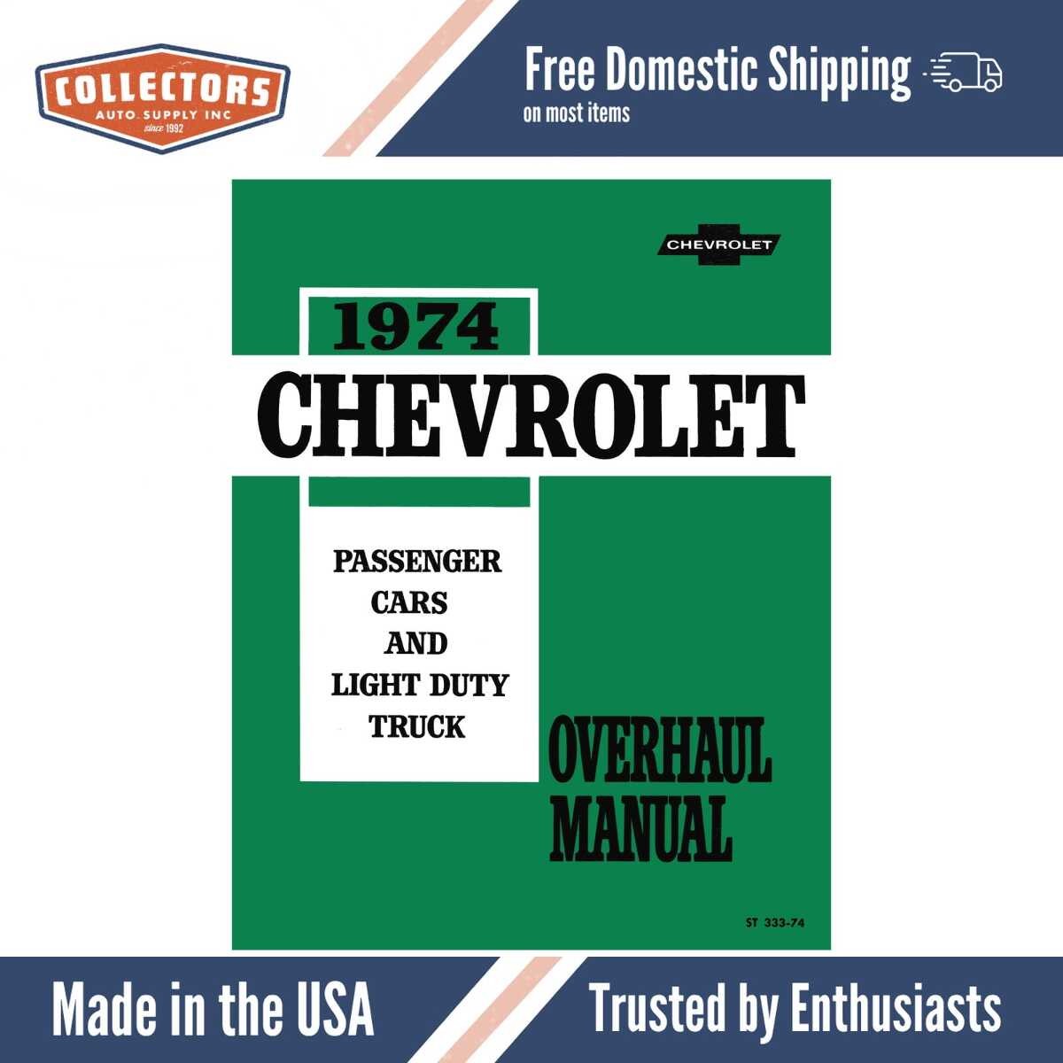 1974 Chevy Car Truck Overhaul Manual