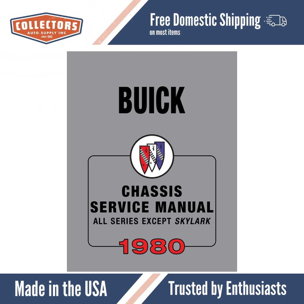 1980 Buick Chassis Service Manual (Regal Skyhawk Riviera Century LeSabre Electra) - Includes 11x26 inch COLOR Wiring Diagrams