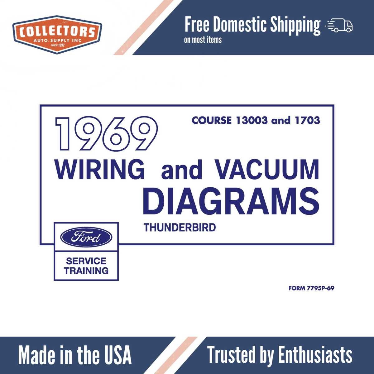 1969 Ford Thunderbird Wiring and Vacuum Diagrams Manual - 11x17 inch COMB Bound