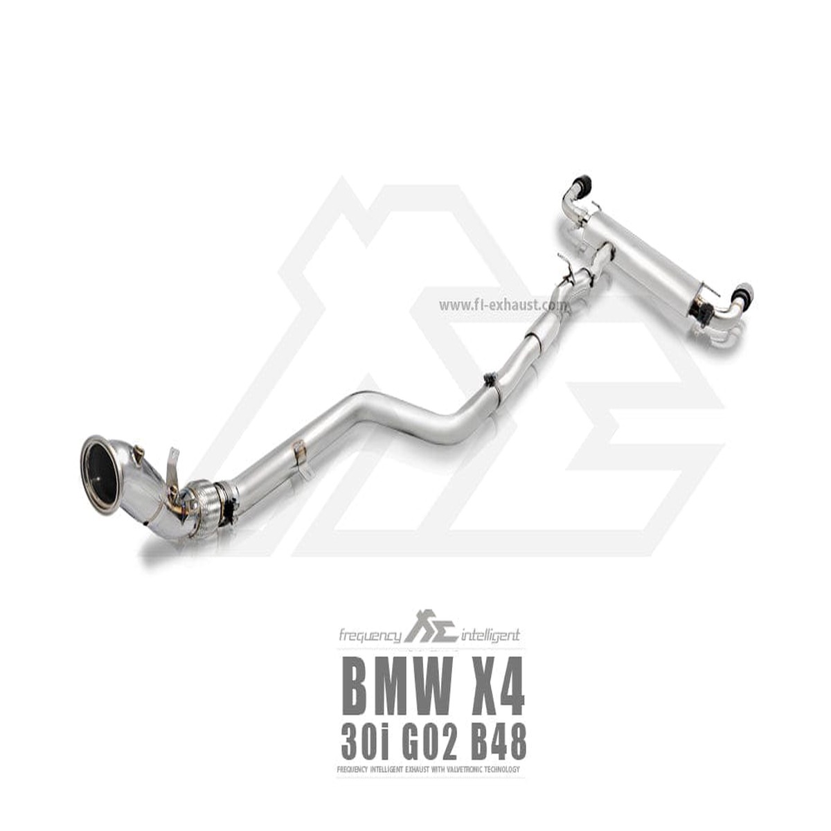 BMW Fi Exhaust G02 30i B48 2019-2022Front Pipe Mid Pipe Valvetronic Muffler Dual Silver Tips (Retains OEM Valve Settings - No Remote)