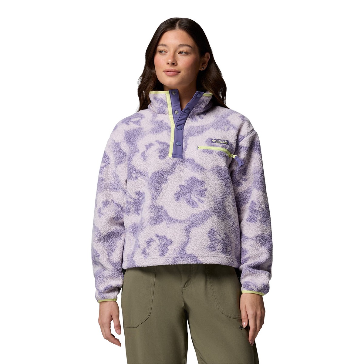 WomenS Helvetia Ii Printed Cropped 12 Snap Fleece - Purple PurpleXl