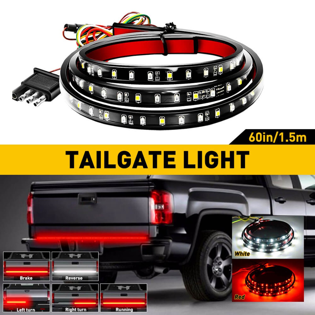 60inch48inch Single Row LED Tailgate Light Bar for Universal Truck