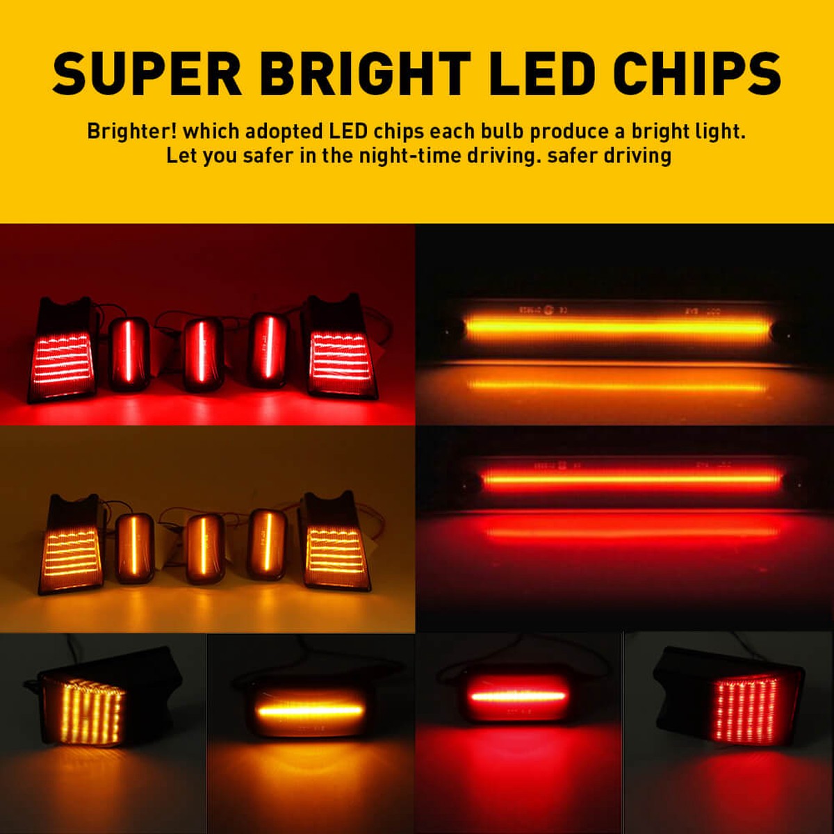 For 03-09 Hummer H205-09 H2 SUT LED Cab Roof Marker Light Smoked Running Lights Kit