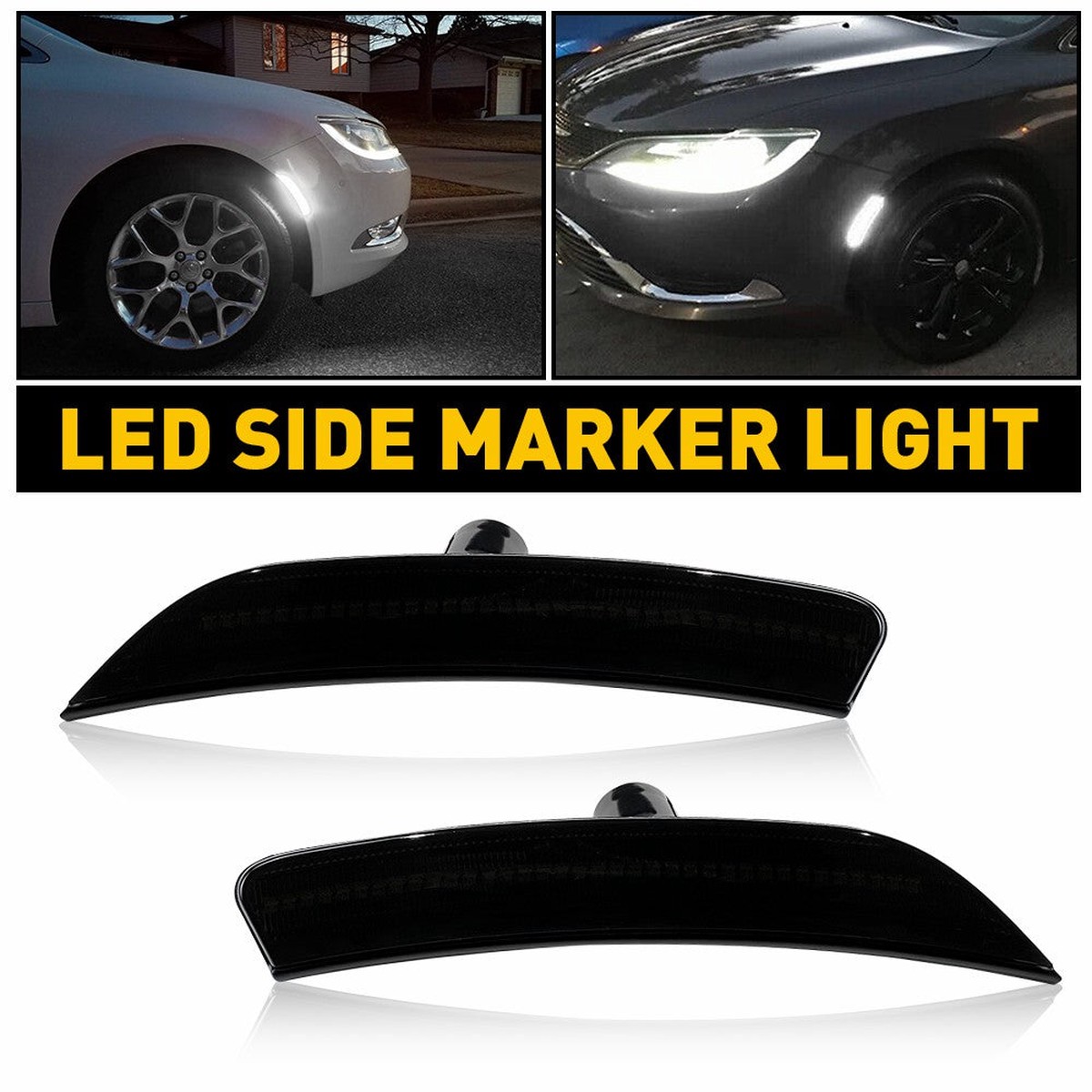 LED Side Marker Light for Chrysler 200 2015-2017 Smoked Lens Front LR