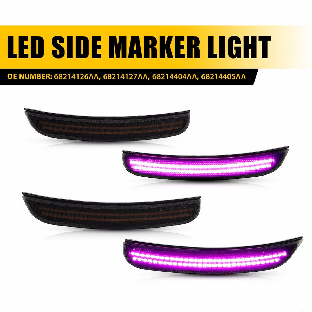 LED Side Marker Light for Dodge Charger 2015-2022 PinkPurple Front Rear