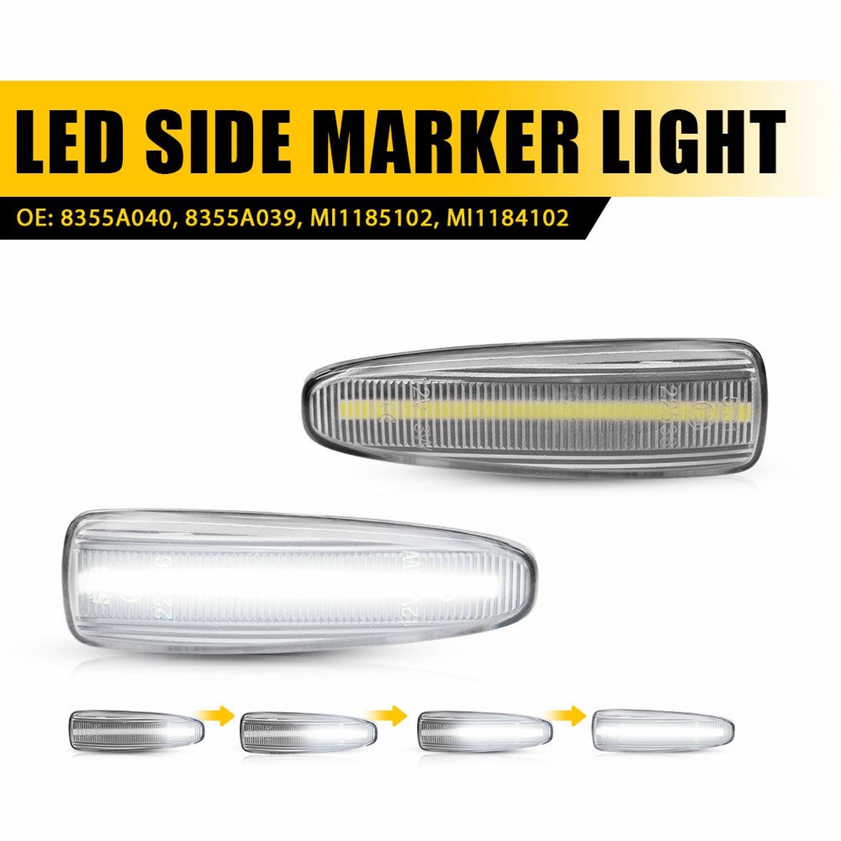 White Sequential LED Side Marker Light for Mitsubishi Lancer EVOOutlander Front Fender