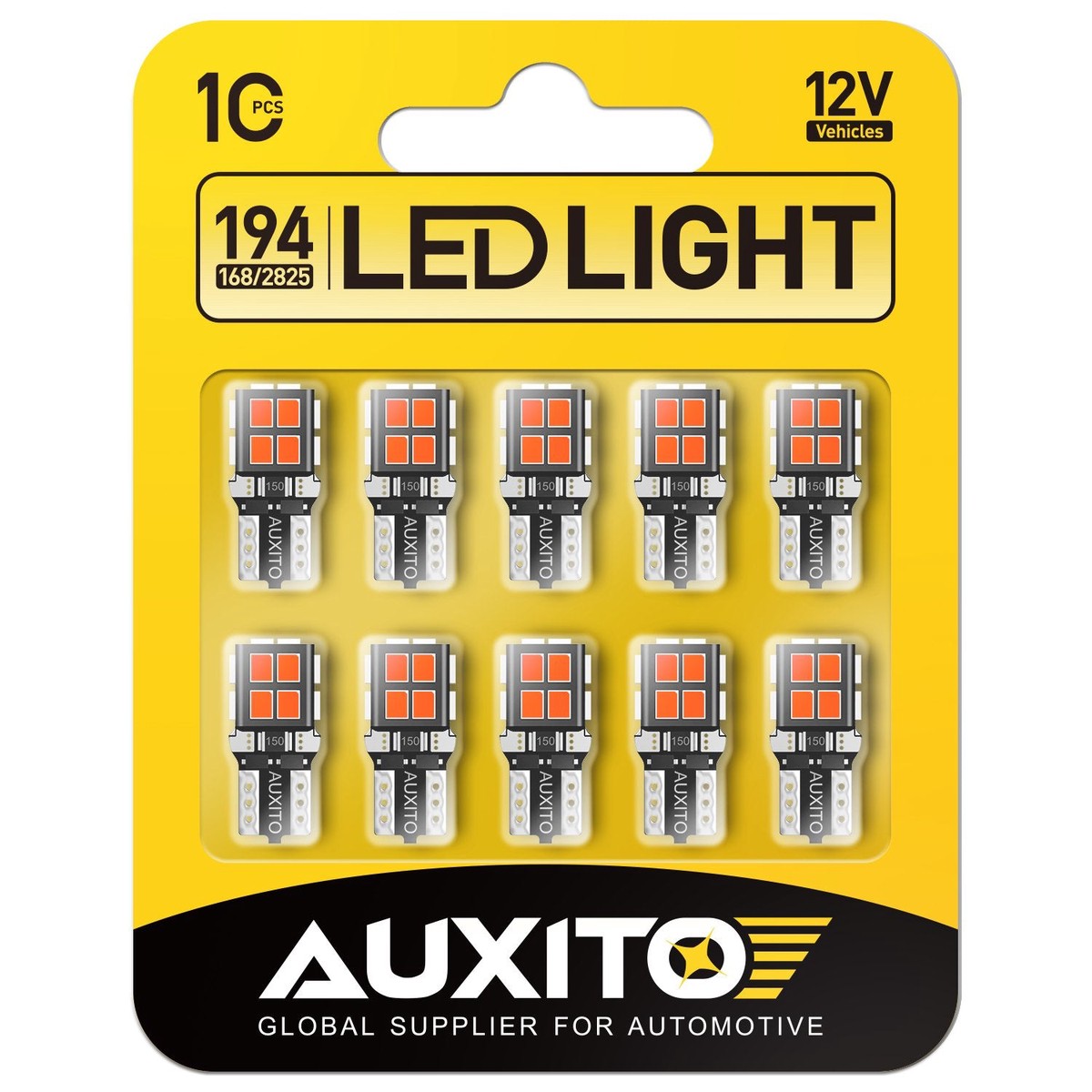 AUXITO 194 LED Light Bulb Red 168 2825 W5W T10 Wedge 14-SMD LED Replacement Bulbs for Car Dome Map Door Courtesy License Plate Lights