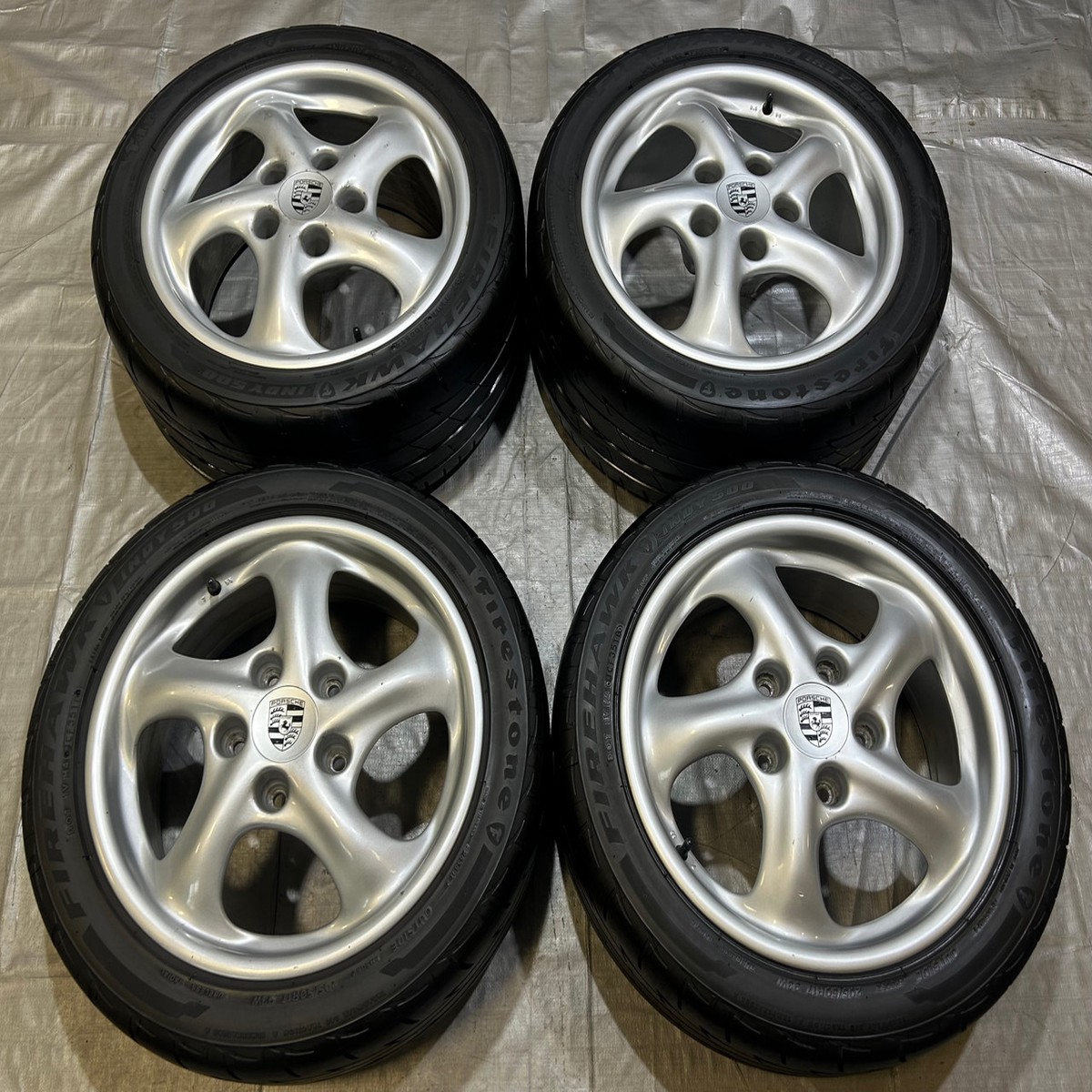 1997-2001 Porsche 986 Boxster S 17 Twist Look Wheels Rims w Tires Set of 4 Minor Bend B