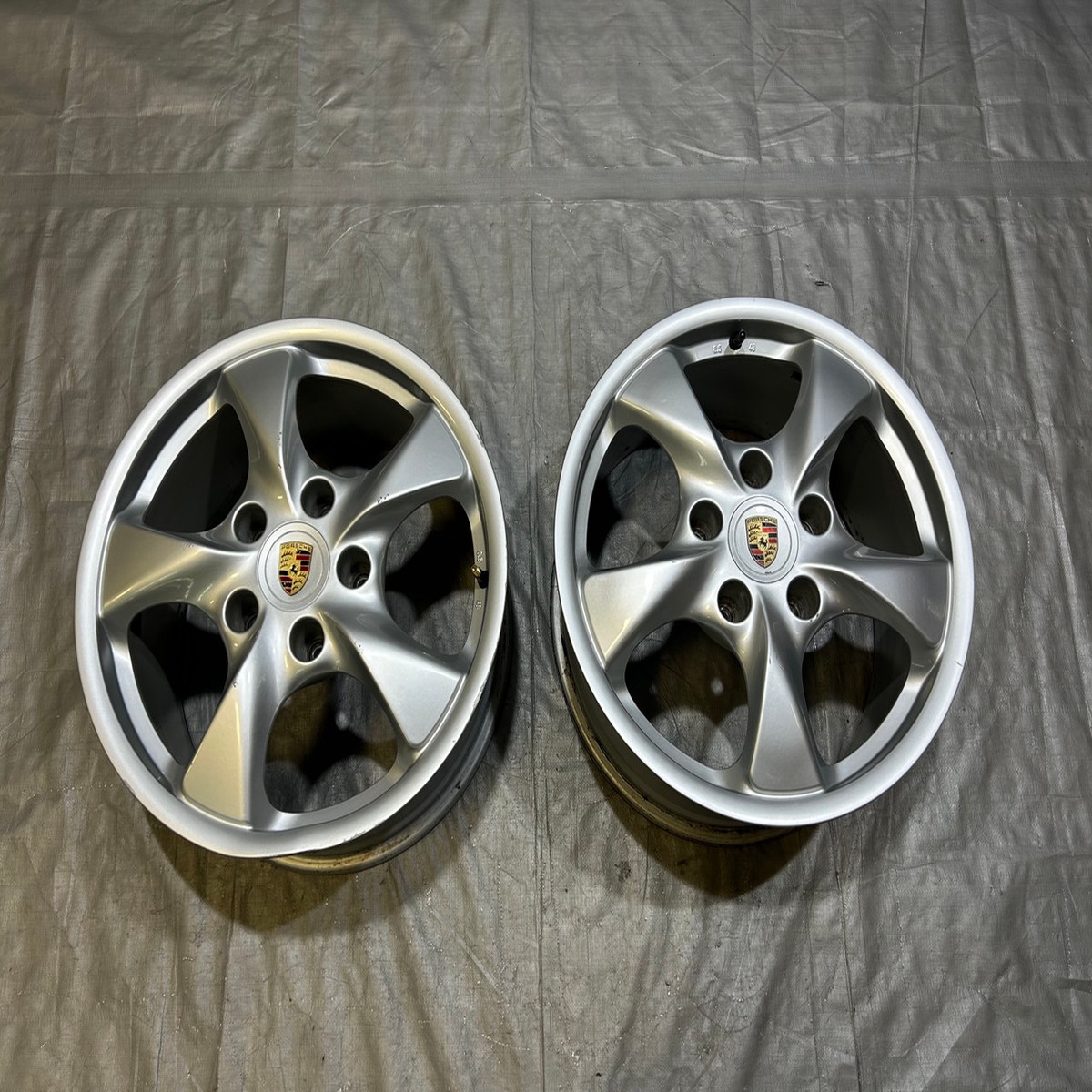 1997-2004 Porsche 986 Boxster 17x85 Rear Wheels Rims Pair DAMAGED B