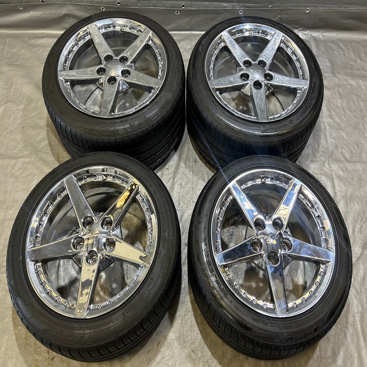 1997-2004 Chevrolet Corvette C5 Replica 5 Spoke Chrome Wheels Rims w Tires Set of 4 C5028