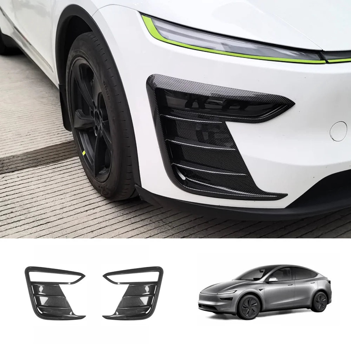 ABS Fog Light Trim Covers Exterior Upgrade for Tesla Model Y Juniper 2025