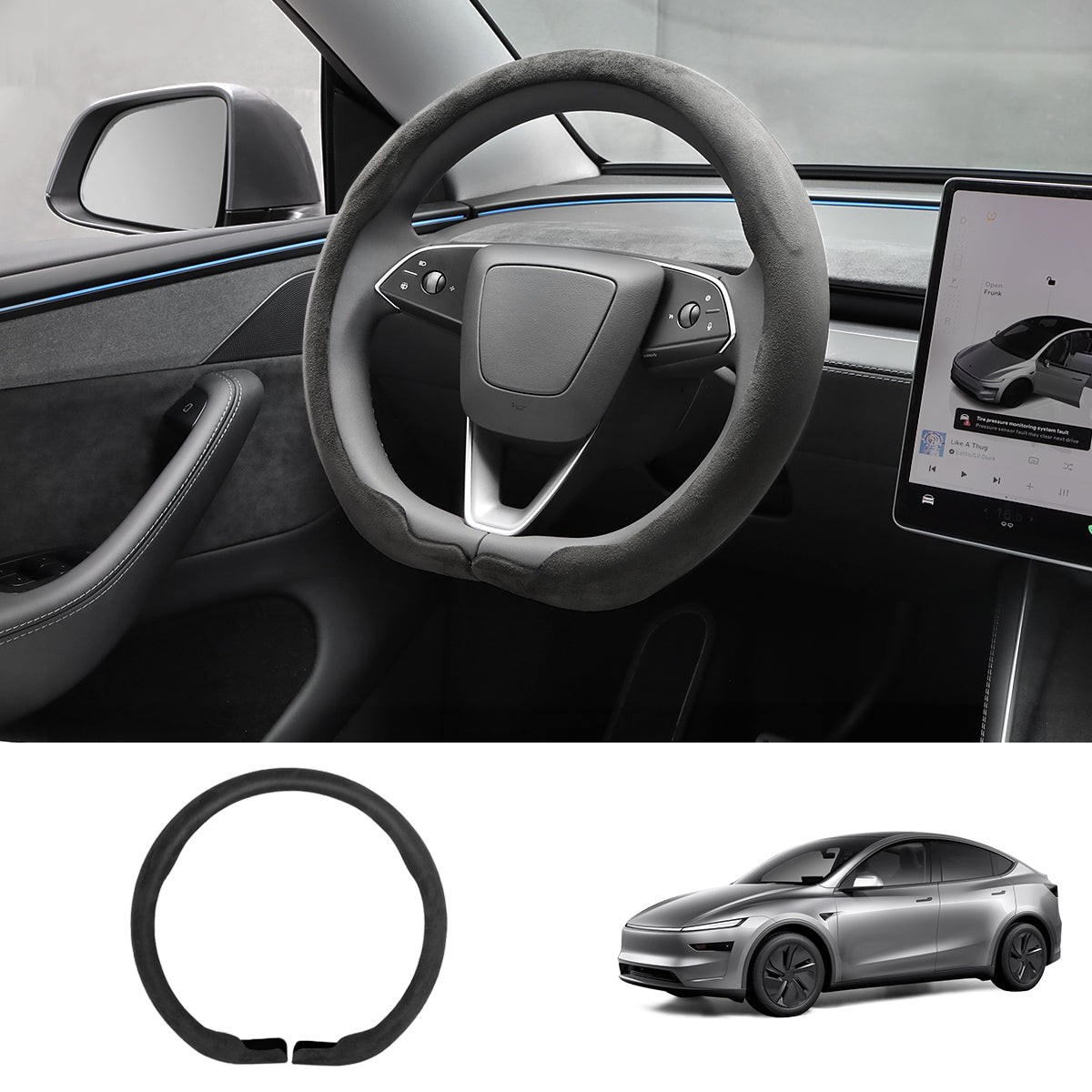 Alcantara Half-Open Steering Wheel Cover for Tesla Model 3Y