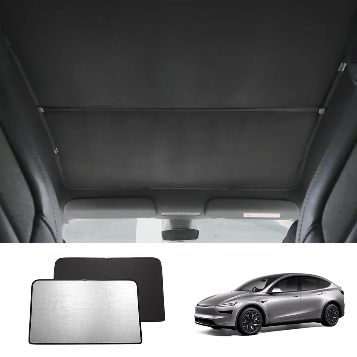 Alcantara Nano Ice Crystal Glass Roof Sunshade for Tesla Model YL 6-Seater 2026