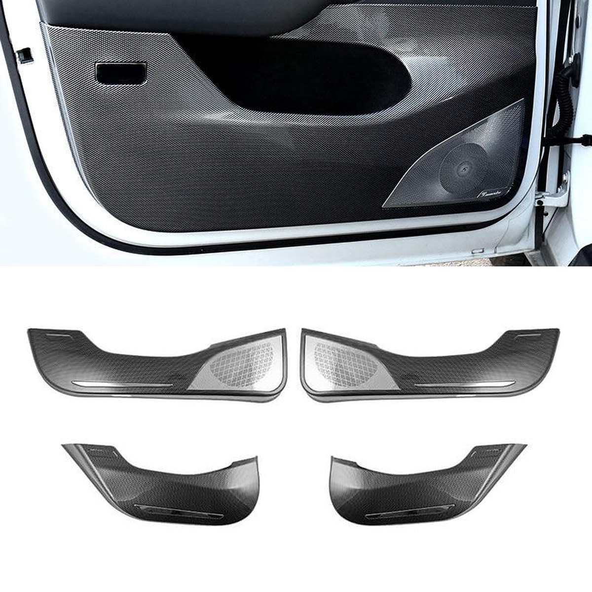 Door Protector for Tesla Model 3 Door Inner Trim Cover Overlay (Carbon Fiber Pattern ABS) (2021-2023)