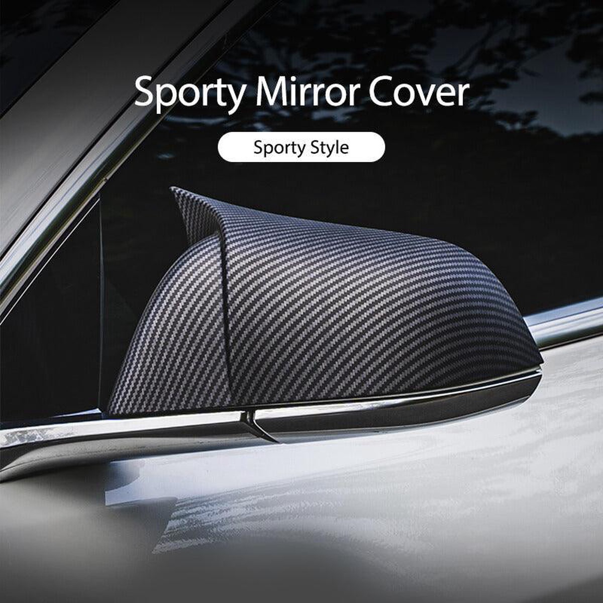 Model 3 GT Style Carbon Fiber Mirror Caps (Carbon Fiber Pattern ABS) (1 pair) for Tesla(2017)