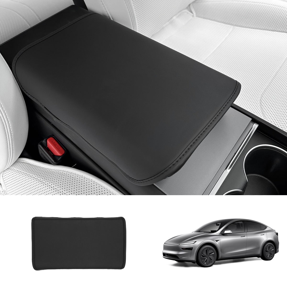 Nappa Leather Center Console Armrest Cover Stylish Protection for Tesla Model Y Juniper 2025
