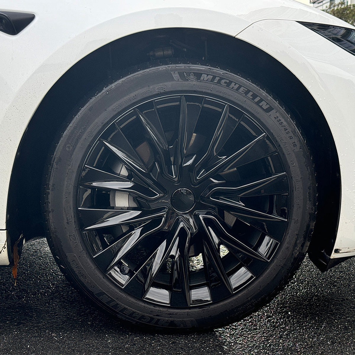 Nova Style Wheel Hubcaps (Set of 4) for Tesla 2024 Model 3 Highland 18 Photon Wheels (Inspired by 19 Nova Wheels)