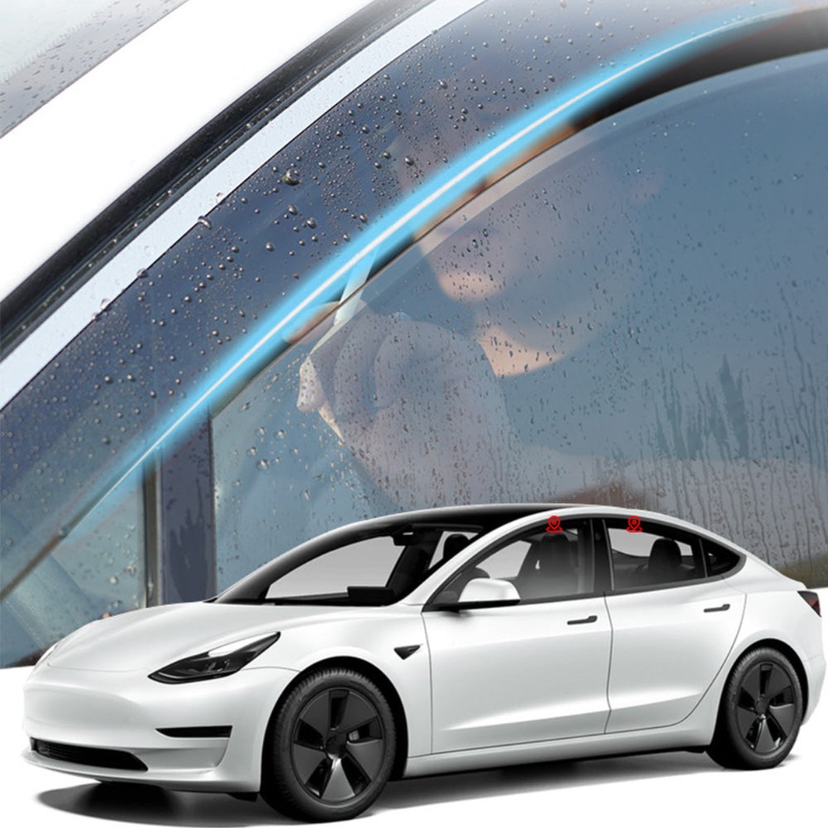 Rain Guard Side Window Deflectors (4 PCS) for Tesla Model 3Y