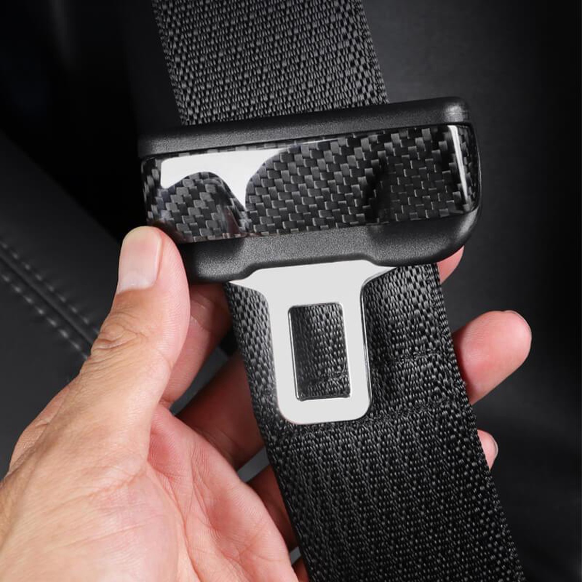 Real Carbon Fiber Seat Belt Fascia Cover For Model 3Y Accessories (2017)