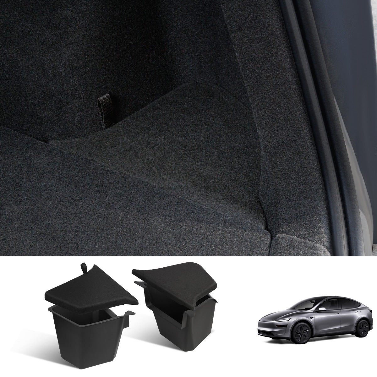 TPE Rear Trunk Side Storage Box for Tesla Model Y Juniper 2025 (2 Pcs)