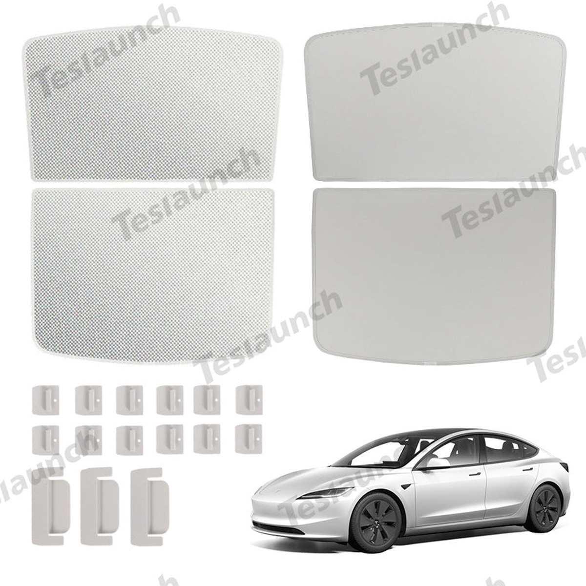 Upgrade Built-in Reflective Sunroof Sunshade for 2024 Model 3 Highland - Lightweight Reflective Silver Coated Sun Visor