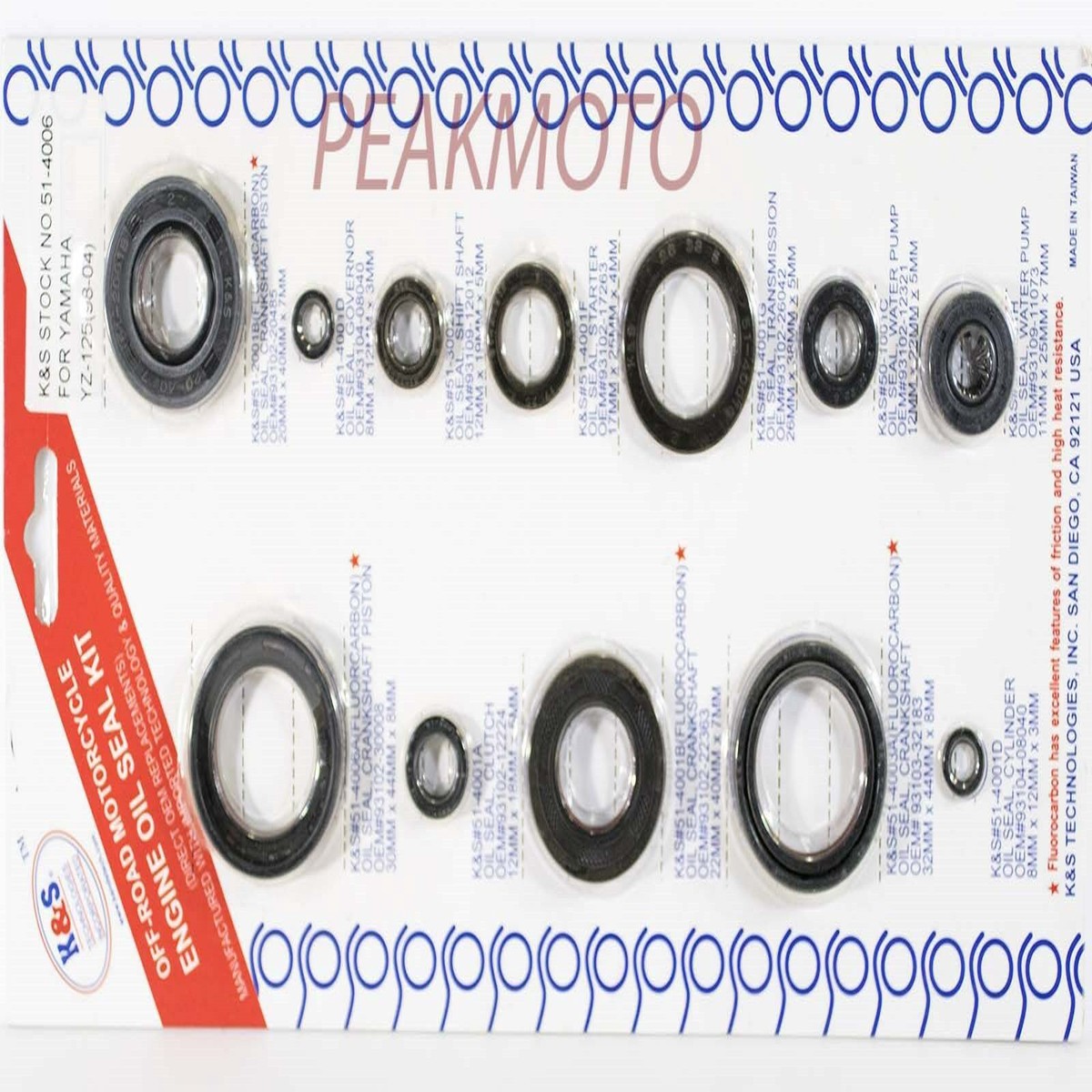 Yamaha YZ125 1998-2002 R-S 2003-2004 Complete Engine Oil Kit KS 51-4006